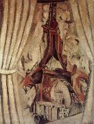 Delaunay, Robert Eiffel Tower  in front of Curtain oil painting